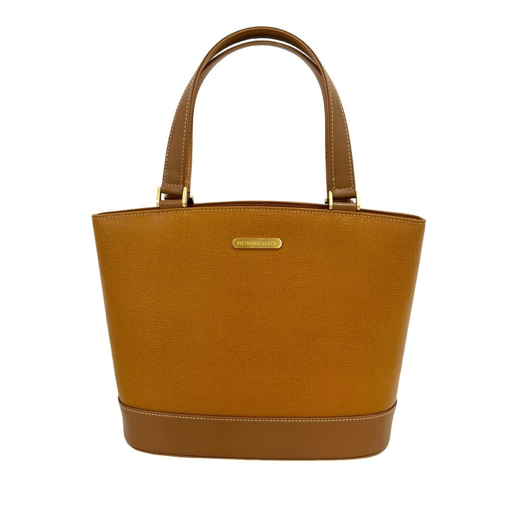 BURBERRY Vintage Logo Hardware Nova Check Pattern Leather Tote Bag Handbag Br...